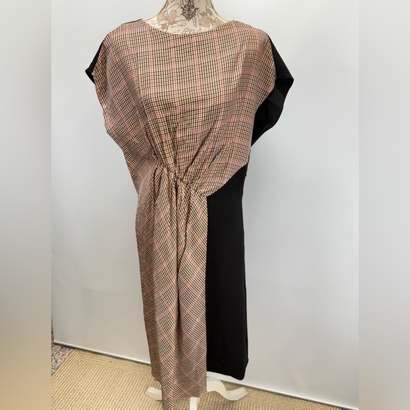 ZARA Tan and Black Asymmetrical Fitted Dress size L - Picture 11 of 16